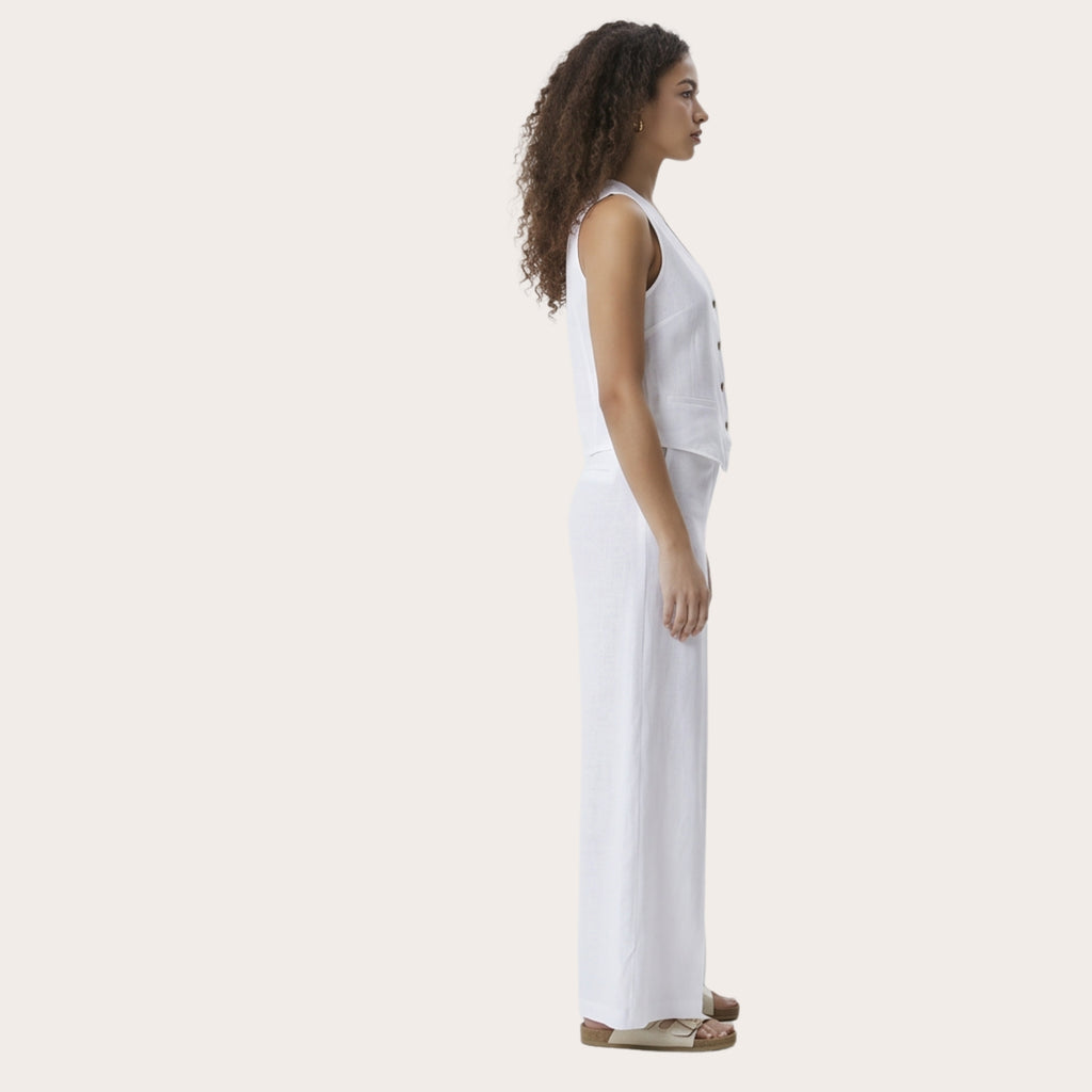 Pantalone estivo lungo in lino e viscosa – modello curvy scampanato con elastico (PV02)