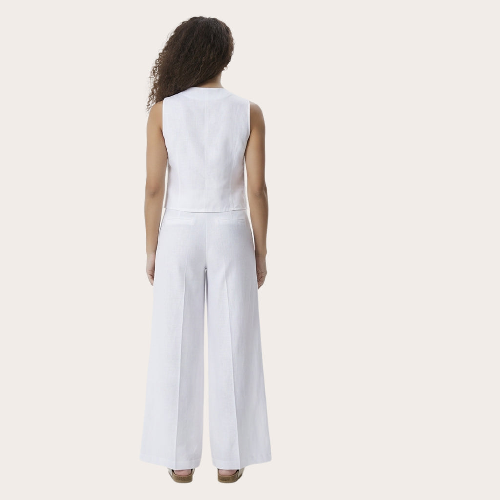 Pantalone estivo lungo in lino e viscosa – modello curvy scampanato con elastico (PV02)