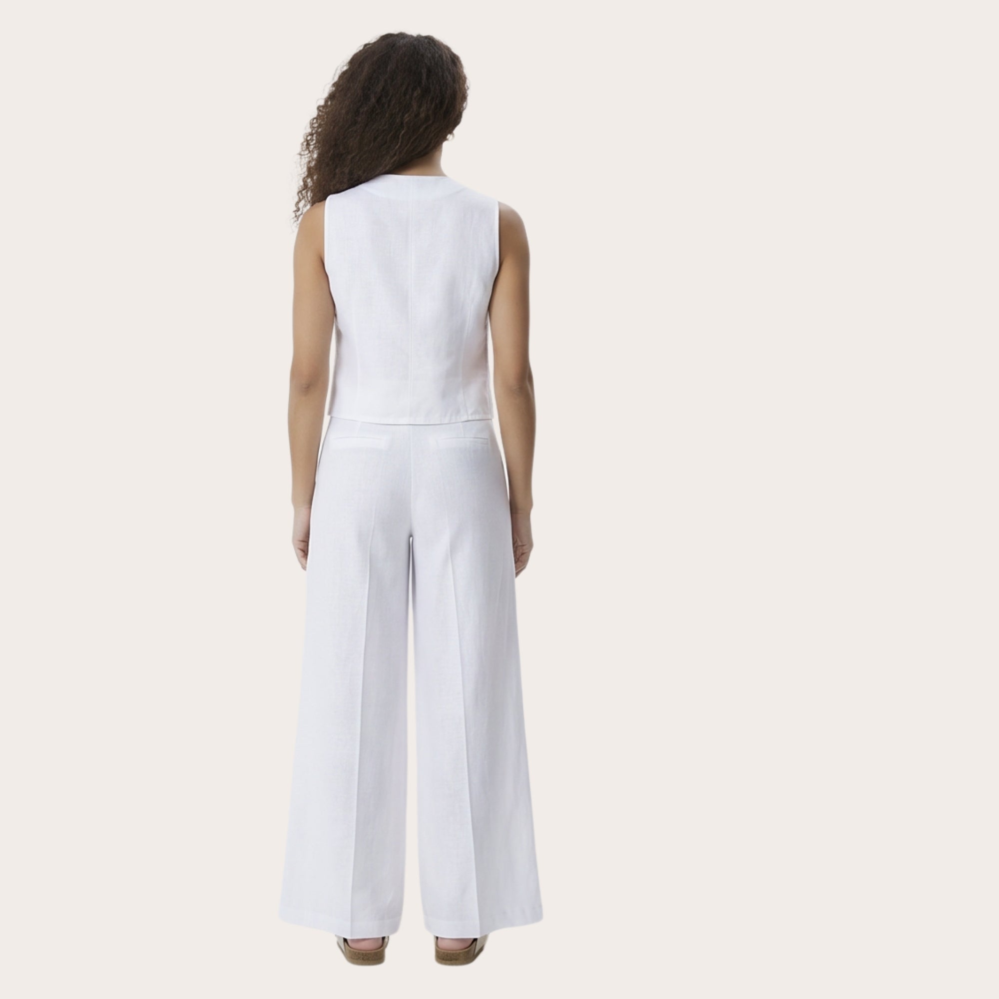 Pantalone estivo lungo in lino e viscosa – modello curvy scampanato con elastico (PV02)