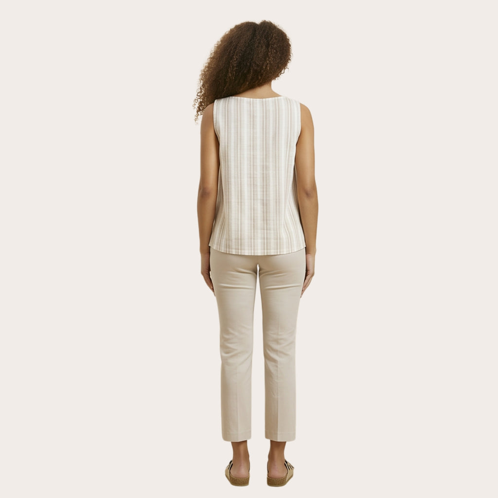 Pantalone estivo cropped a trombetta in viscosa satinata stretch – curvy