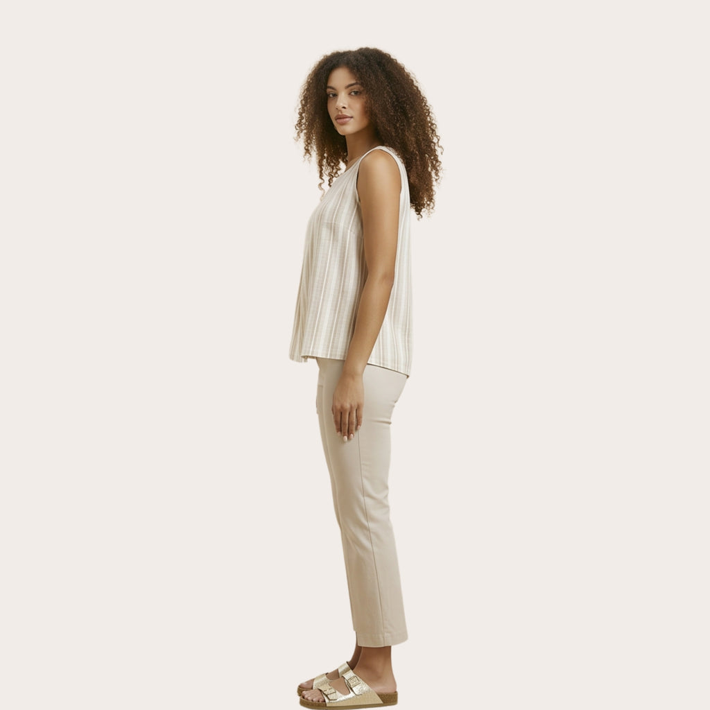 Pantalone estivo cropped a trombetta in viscosa satinata stretch – curvy