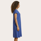 Abito estivo lungo effetto lino in viscosa fiammata – curvy con accessorio oro