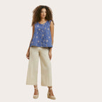 Pantalone estivo cropped palazzo in cotone – modello curvy con elastico in vita