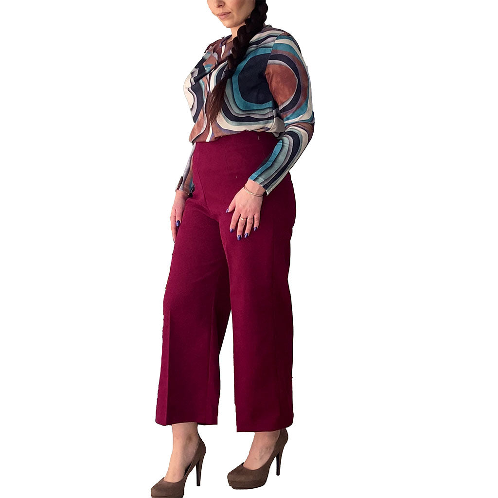 Pantalone cropped vita alta con zip