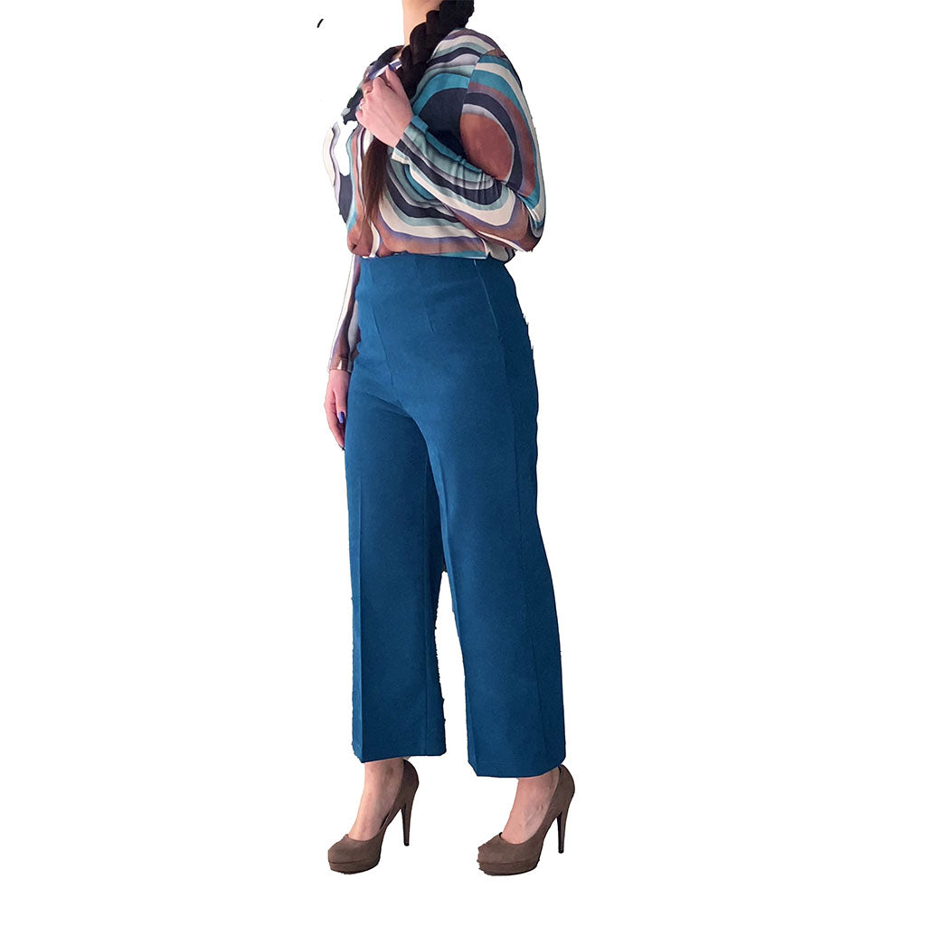 Pantalone cropped vita alta con zip