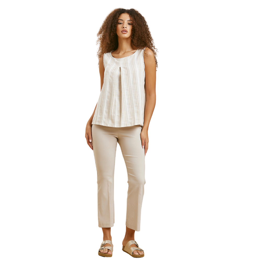 Pantalone estivo cropped a trombetta in viscosa satinata stretch – curvy