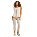 Pantalone estivo cropped a trombetta in viscosa satinata stretch – curvy