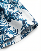 Abito estivo lungo a balze in viscosa fantasia fiori bianco/blu – curvy senza maniche