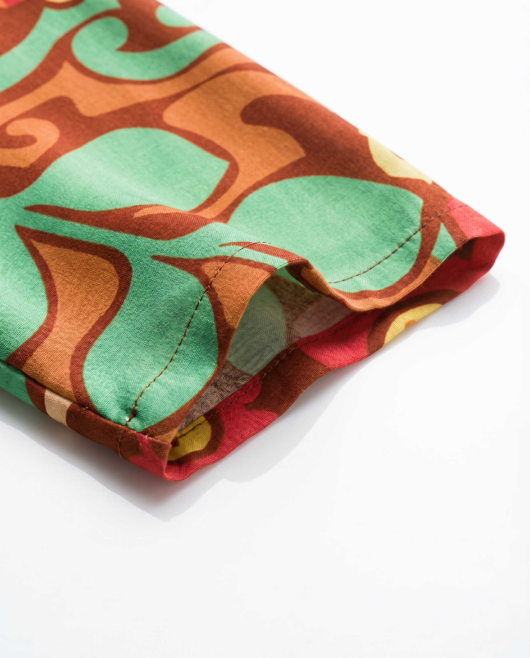 Abito estivo curvy in viscosa fantasia floreale arancio/verde – mezza manica, lunghezza caviglia