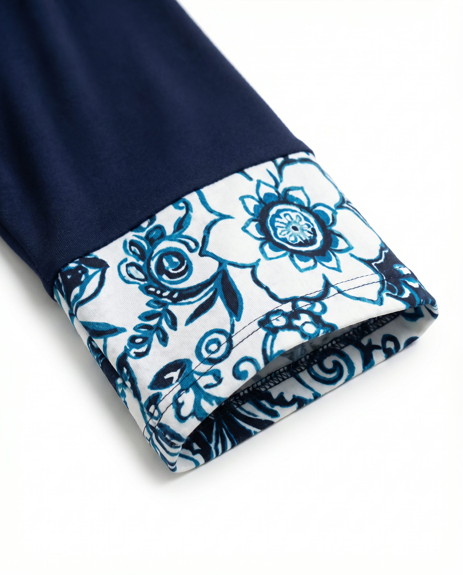 Pantalone palazzo in viscosa fantasia fiorata blu -curvy con elastico in vita