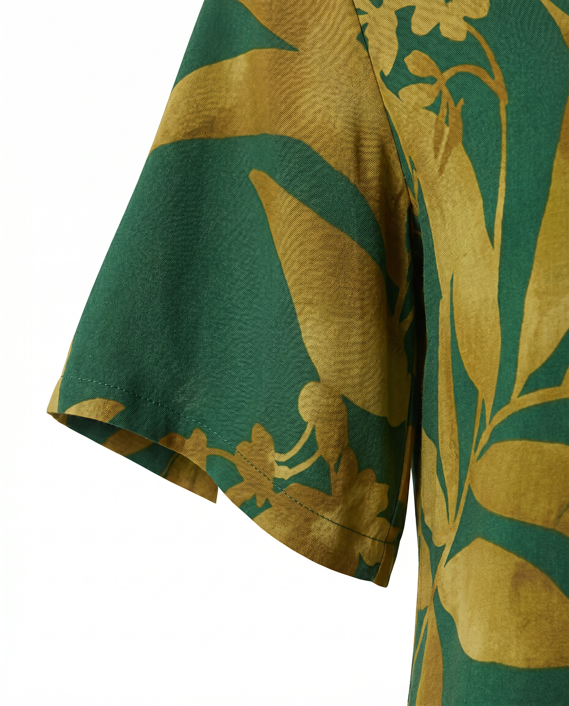 Abito estivo sacchetto in viscosa fantasia floreale verde/bronzo – curvy con manica