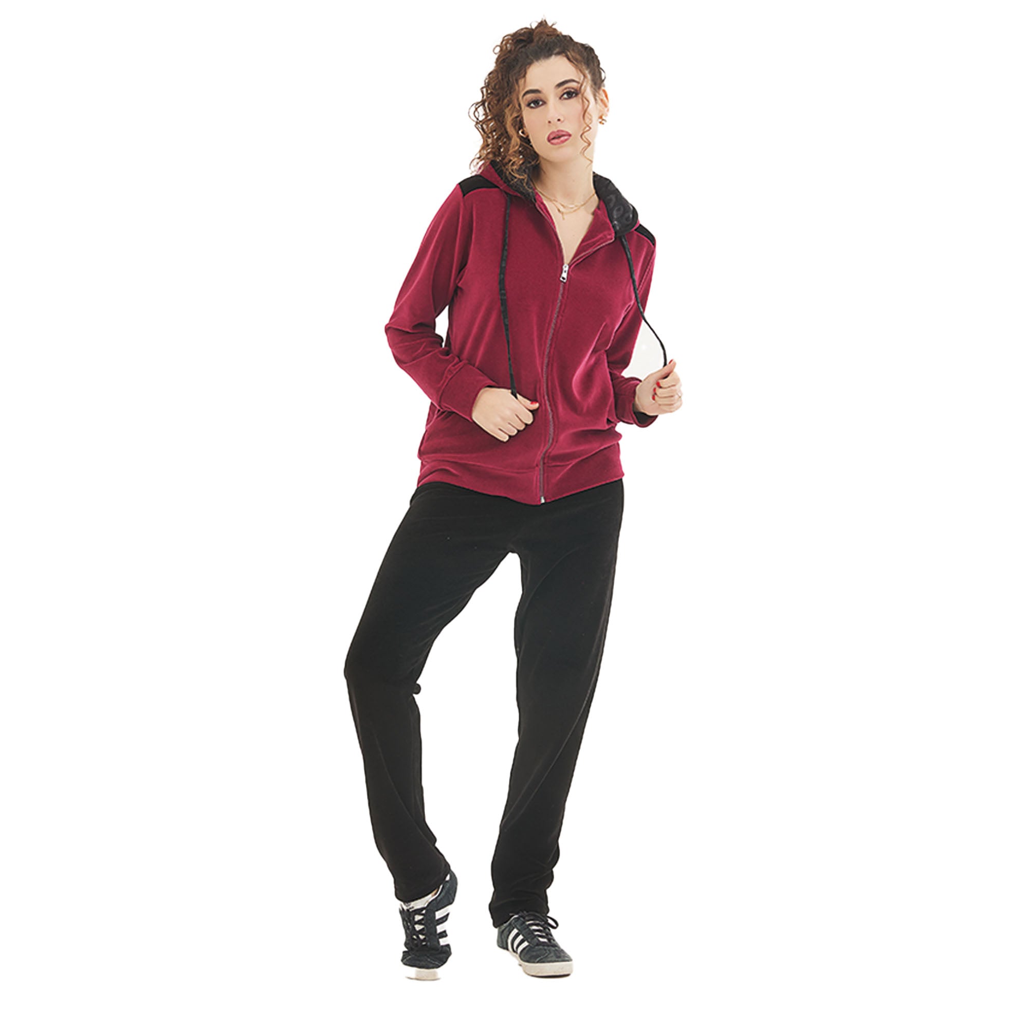 Tuta con cappuccio in ciniglia