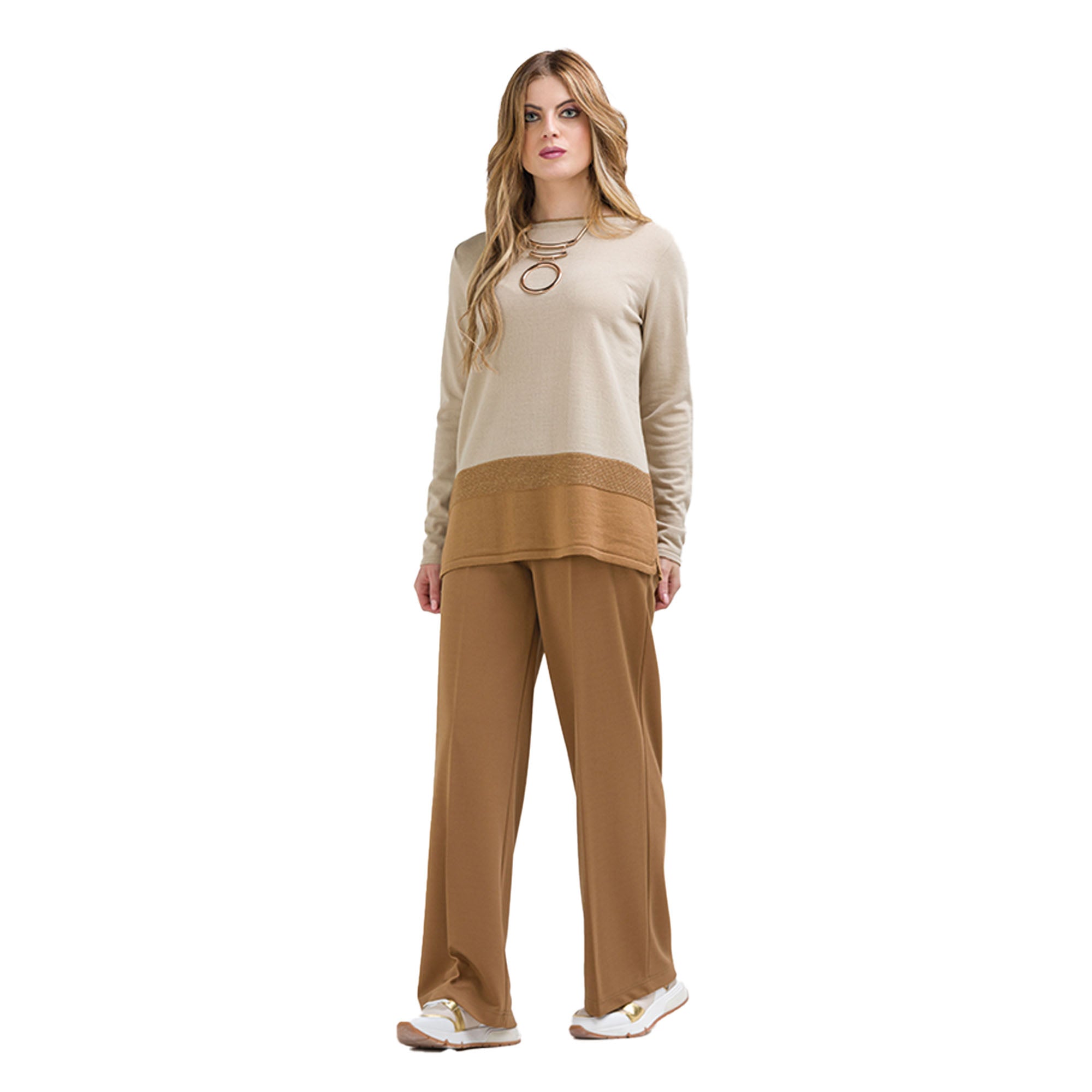 Maglia bicolore maglieria calata